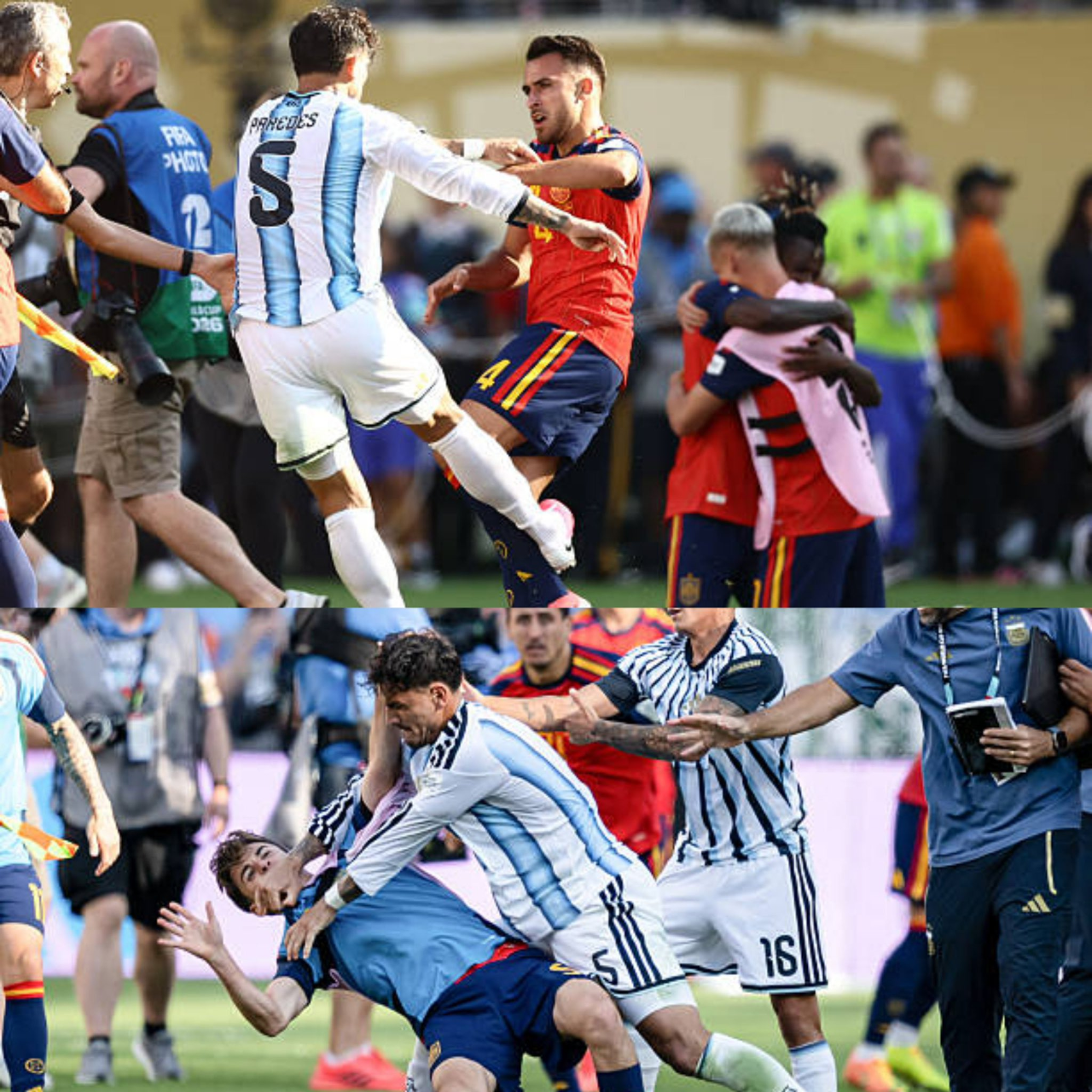 Arjantinli futbolcular ile İspanyol oyuncular arasında çıkan kavga
