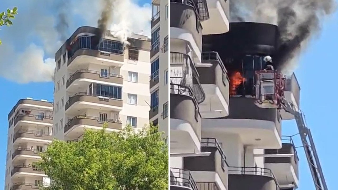 Adana'da apartmanın 12'nci katında yangın paniği