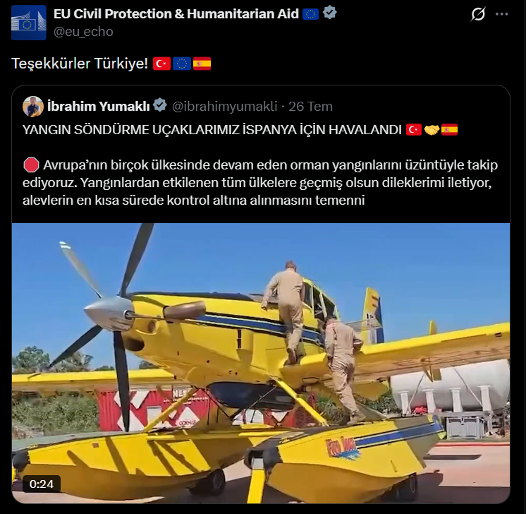 Türkiye'ye bir teşekkür de AB'den! İmdatlarına koştuk, Türkçe paylaşım yaptılar