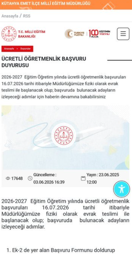 Ücretli öğretmenlik alımı başvuruları başladı! İl il ücretli öğretmenlik başvuru takvimi