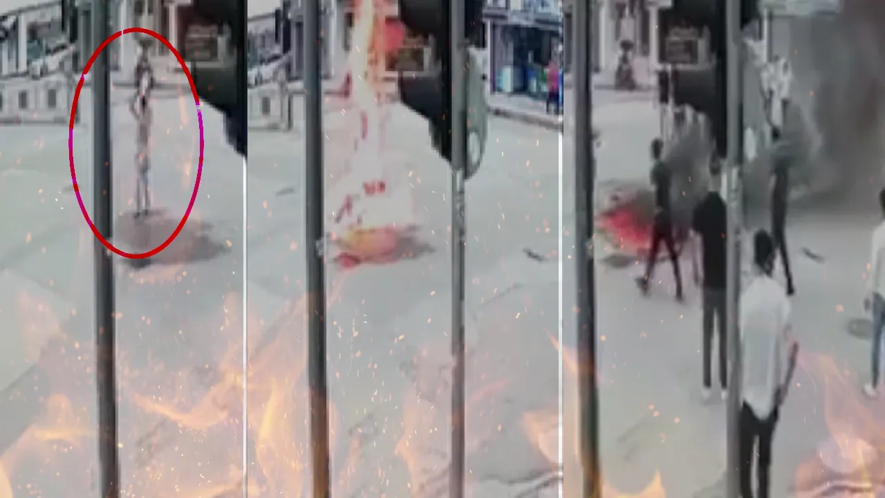 Çarşı ortasında dehşet! Benzin döküp kendini ateşe verdi