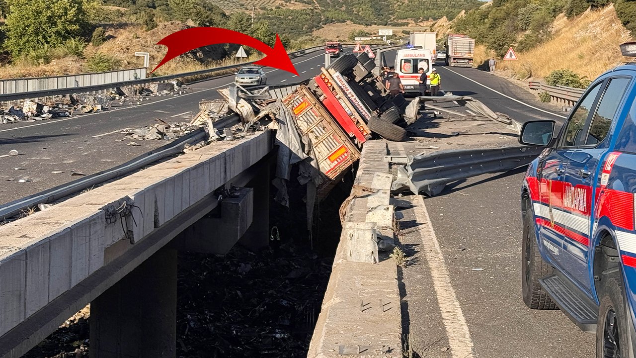 Tır köprüde asılı kaldı, aşağı düşen sürücü hayatını kaybetti