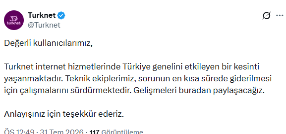 Açıklama geldi! TürkNet çöktü mü, internet neden çekmiyor? Binlerce kullanıcı erişim sorunu yaşıyor