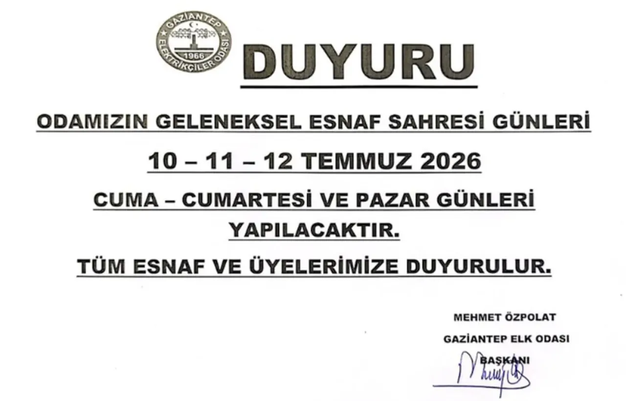 Esnaf Sahresi ne zaman 2026? Bu seneki Gaziantep Esnaf Sahresi tarihleri duyuruldu