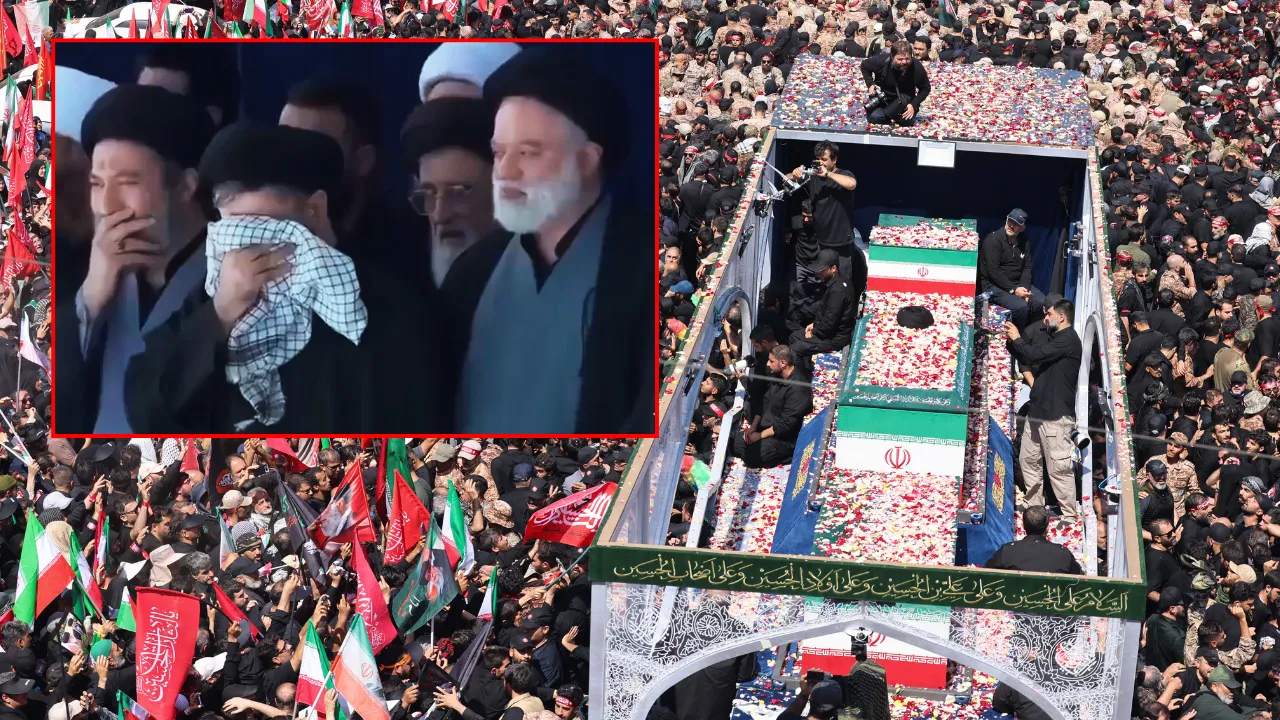 Milyonların katıldığı cenaze alayı! Hamaney'in 3 oğlu tabutu başında saf tuttu, gözyaşları sel oldu 