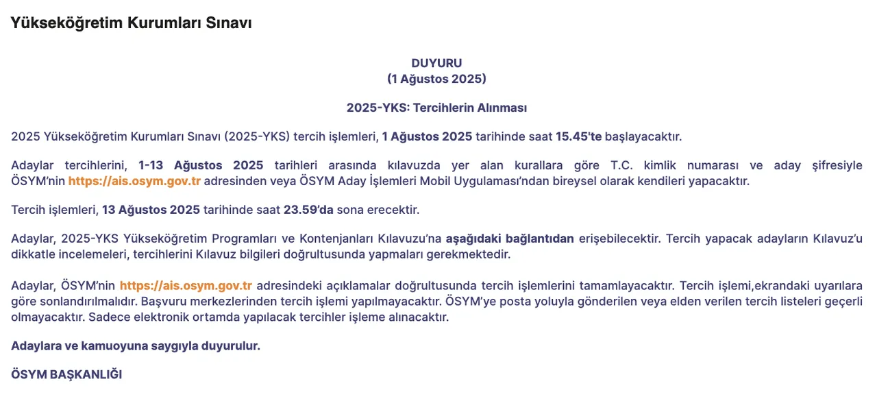 YKS tercih dönemi ne zaman başlayacak? Üniversite tercihleri ve sonuçlar için geri sayım başladı
