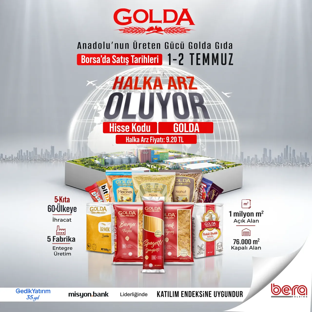 GOLDA ne zaman işlem görecek? Golda Gıda halka arz sonrası BIST Ana Pazarda işlem görmeye başlayacak!