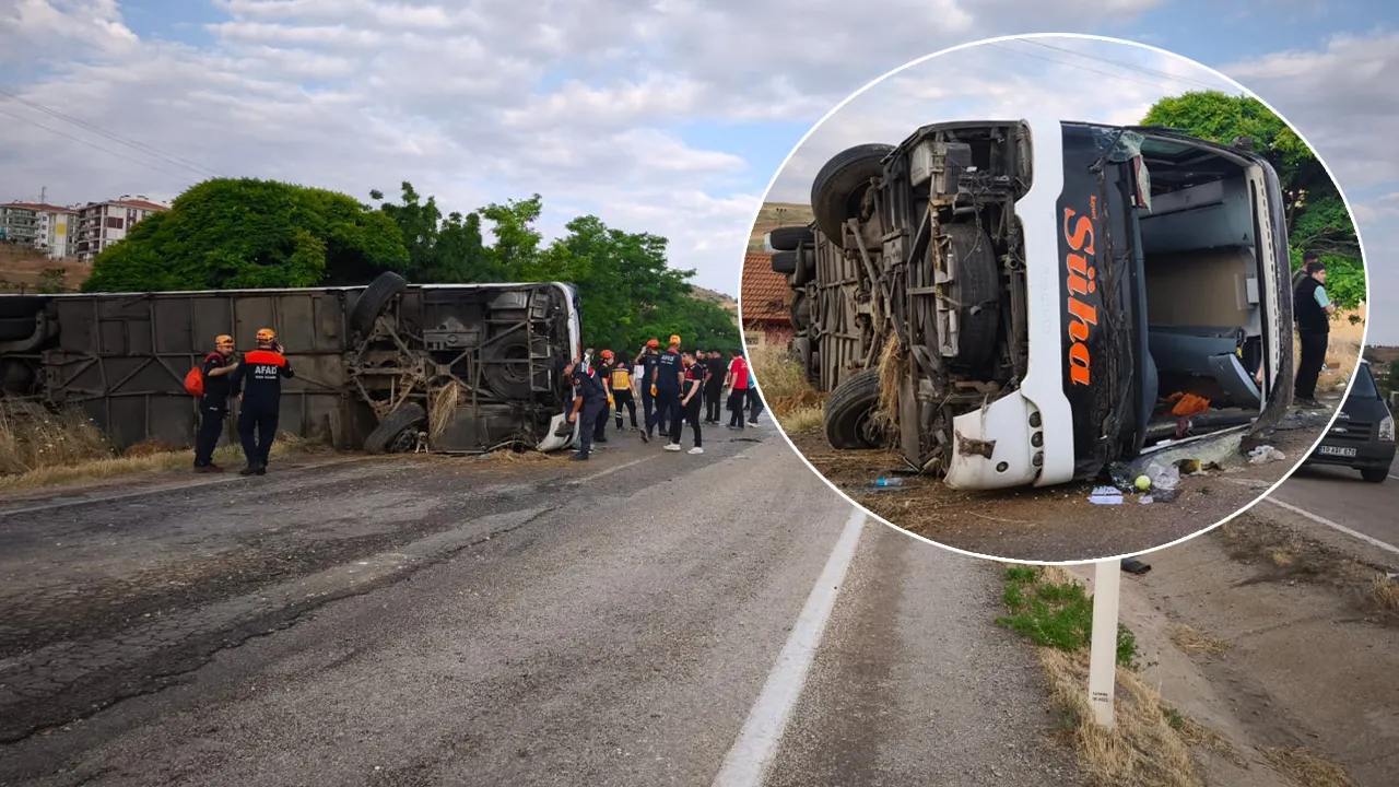 Kırıkkale'de yolcu otobüsü devrildi! Çok sayıda yaralı var