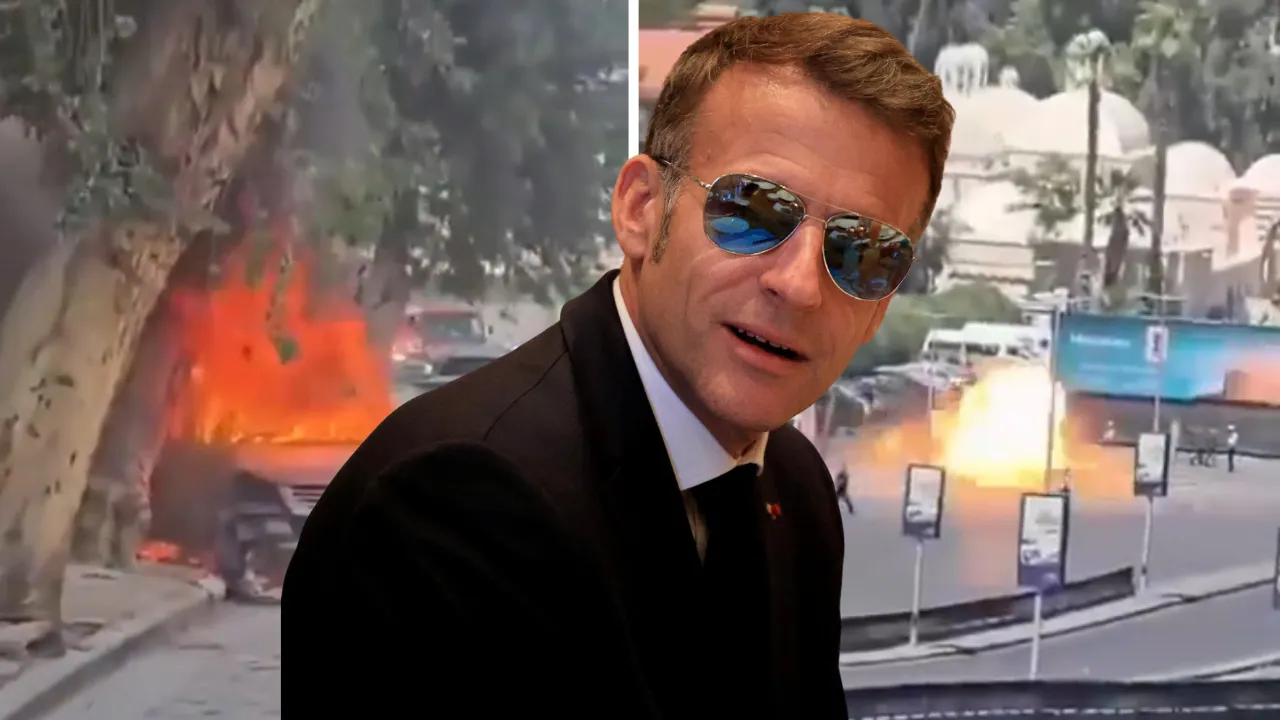 Macron'un kaldığı otelin yakınlarında patlama! Şam'da sıcak dakikalar