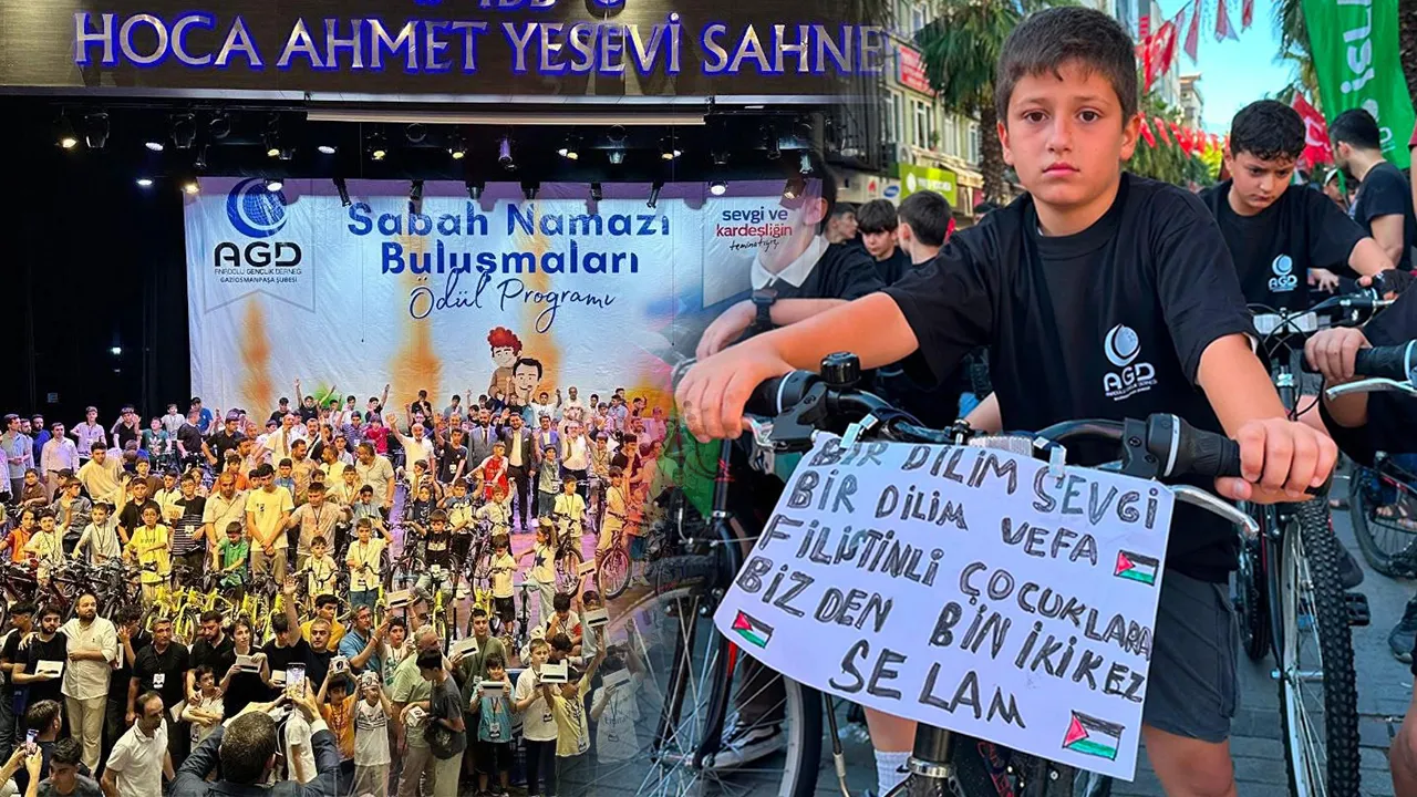 Sabah namazıyla gelen yüzlerce bisiklet ödülü... Pedallar Filistin için çevrildi