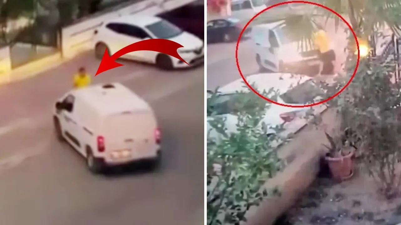 ARAÇLA KAPIYA SIKIŞTIRDI