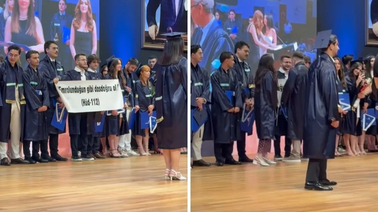 Yeditepe Üniversitesi'nde skandal mezuniyet töreni! Ayetin önünü kapattılar