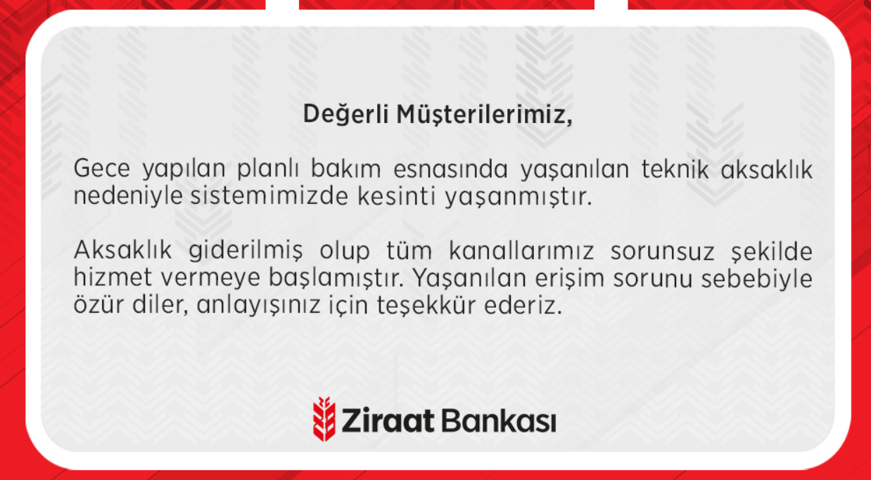 Açıklama geldi! Ziraat Bankası mobil erişim sorunu düzeldi mi?