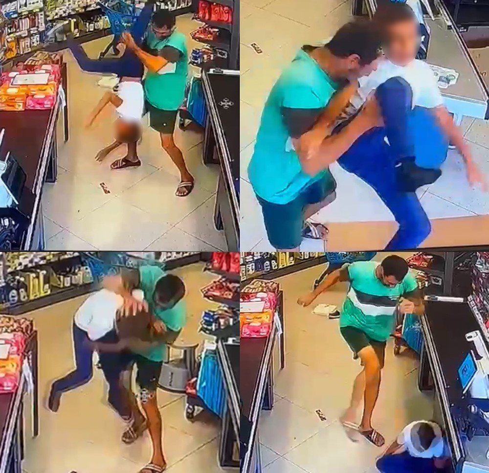 Mersin’deki markette dehşet! Çocuğu rafların arasında yumruklayıp yere savurdu