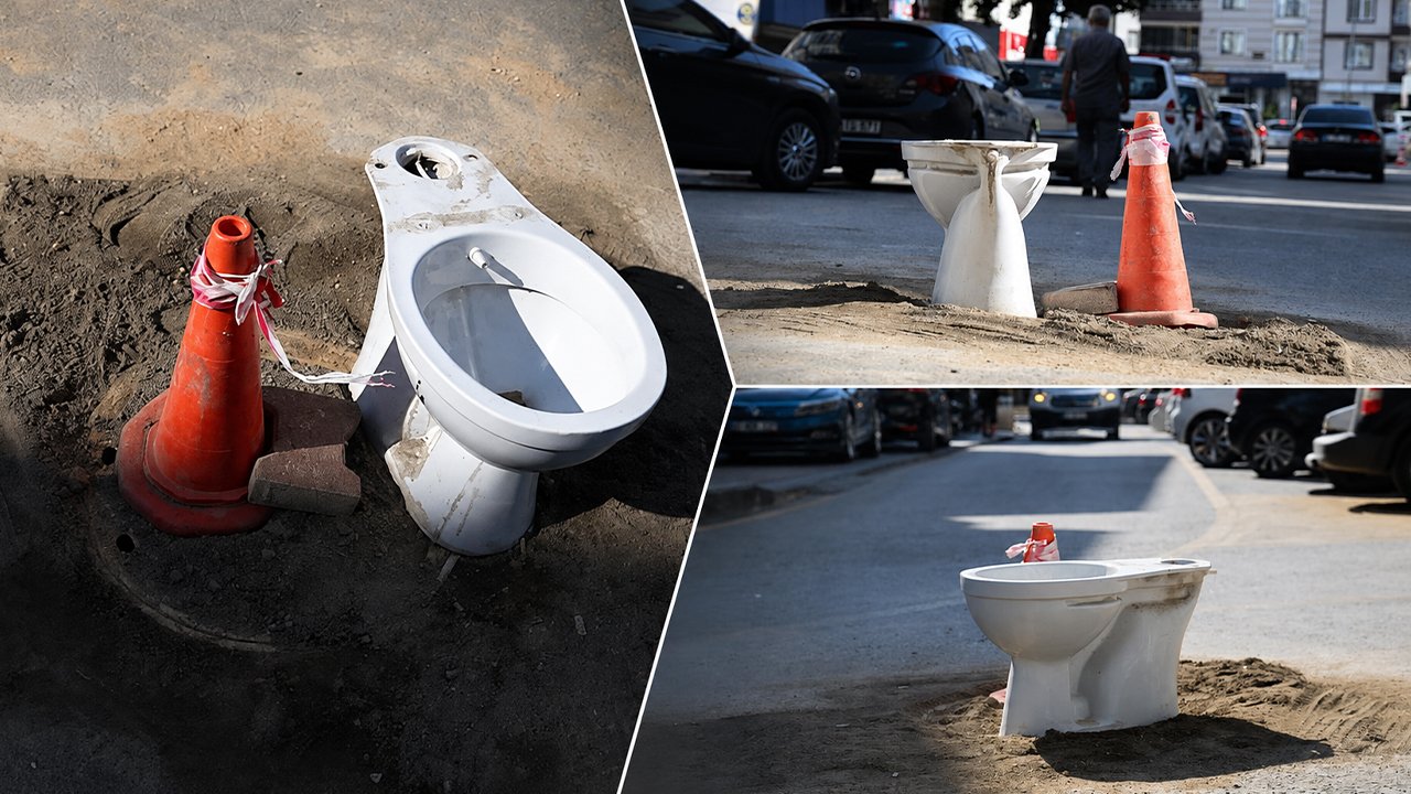 Yolun ortasında klozeti gören şaşırdı! Bakın gerçek ne çıktı