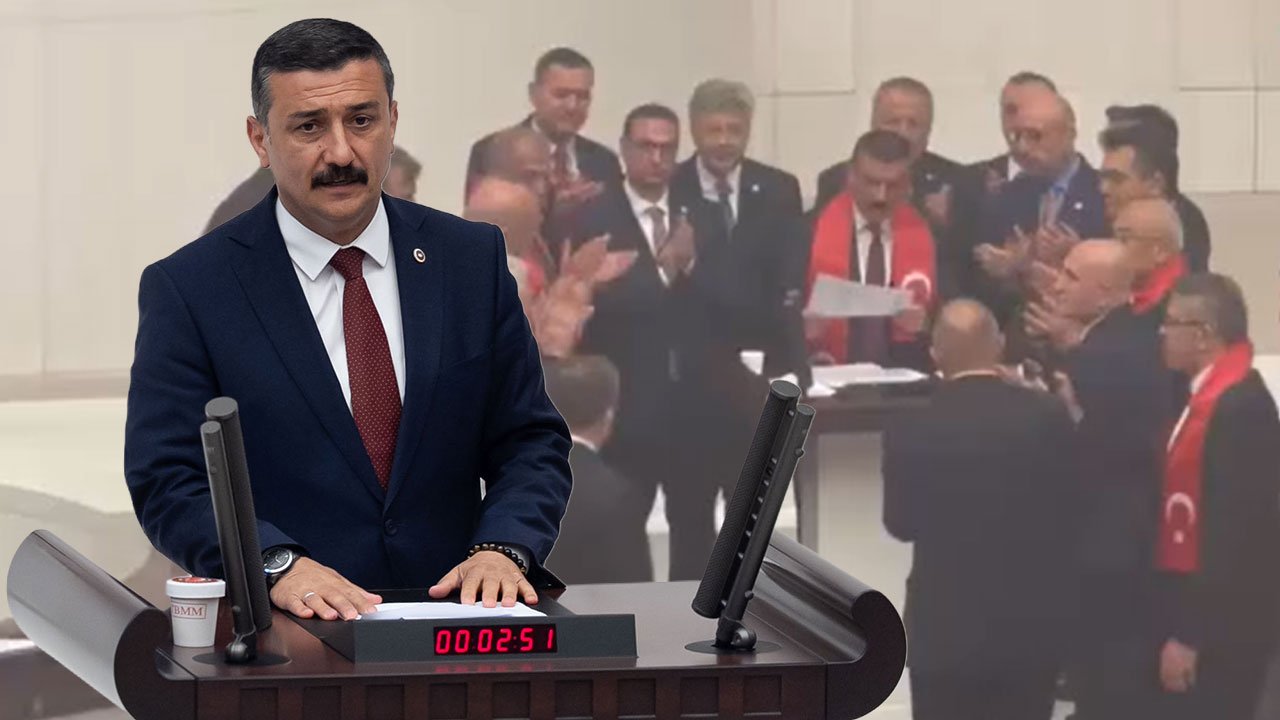  İYİ Partili Türkoğlu, Meclis kürsüsünü işgal etti! Oturuma ara verildi 