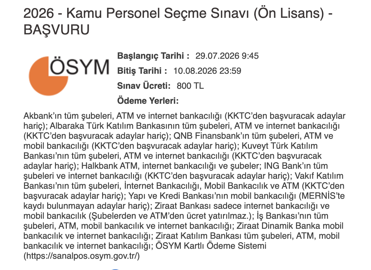 KPSS-2026 ön lisans başvuruları için son gün! Geç başvuru ne zaman, sınav ücreti ne kadar?