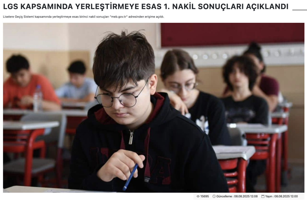 LGS 1. nakil sonuçları saat kaçta açıklanacak? Gözler Milli Eğitim Bakanlığı duyurusunda!
