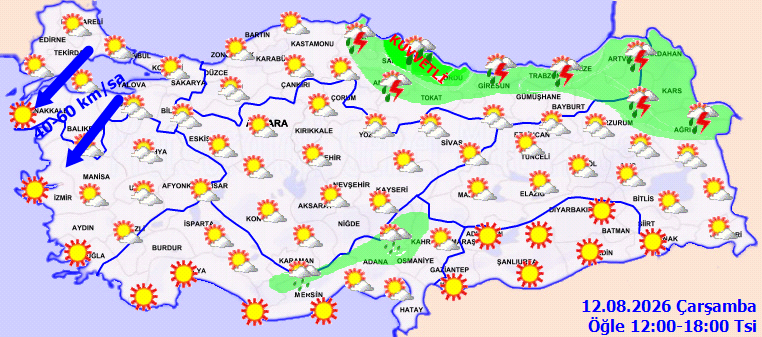 Bugün hava nasıl olacak, yağmur var mı? 12 Ağustos Çarşamba hava durumu