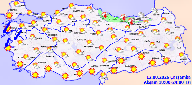 Bugün hava nasıl olacak, yağmur var mı? 12 Ağustos Çarşamba hava durumu