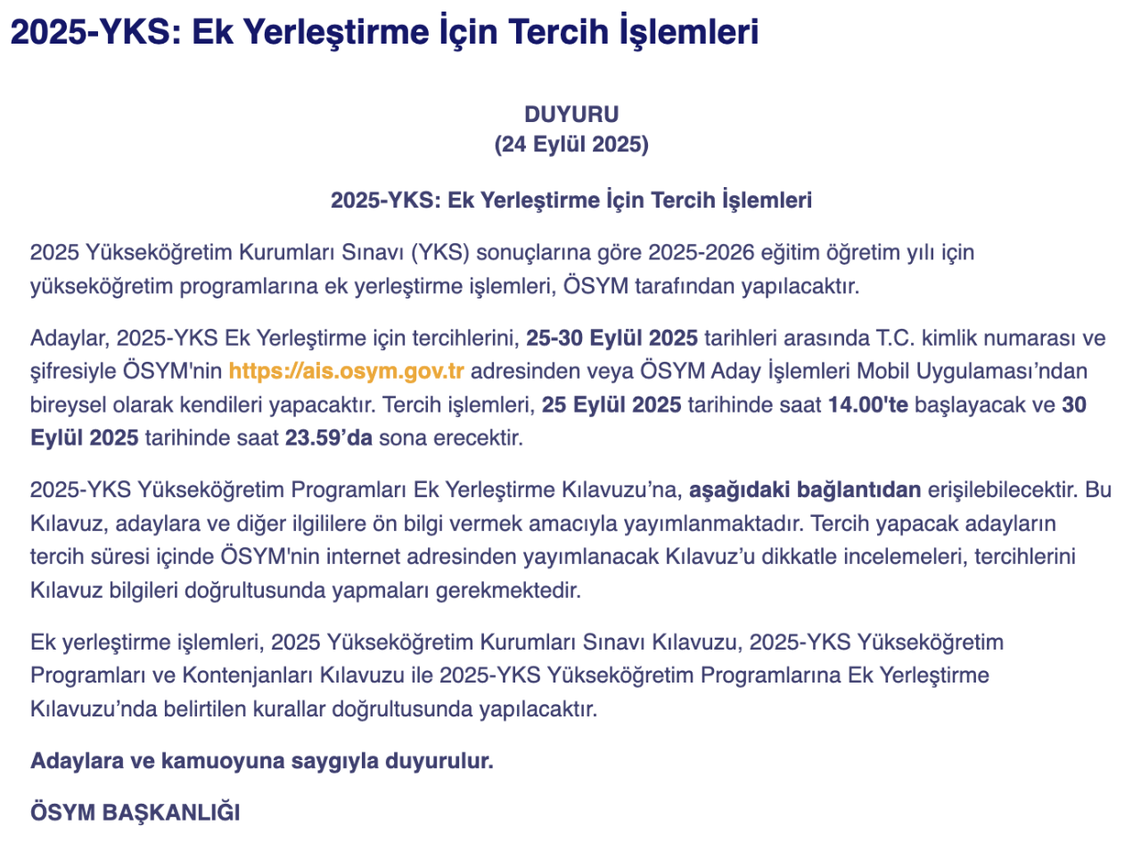 YKS tercih sonuçları ne zaman açıklanacak, 2026 YKS ek tercihler ne zaman yapılacak?