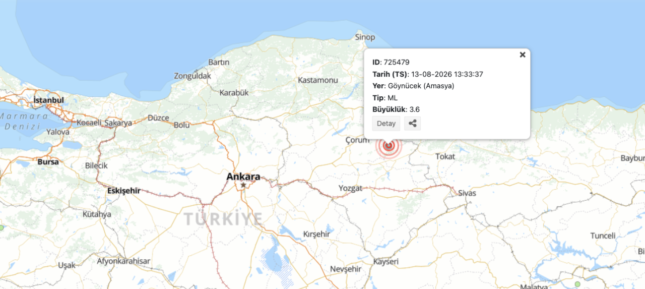 Amasyada deprem mi oldu? 13 Ağustos AFAD son depremler