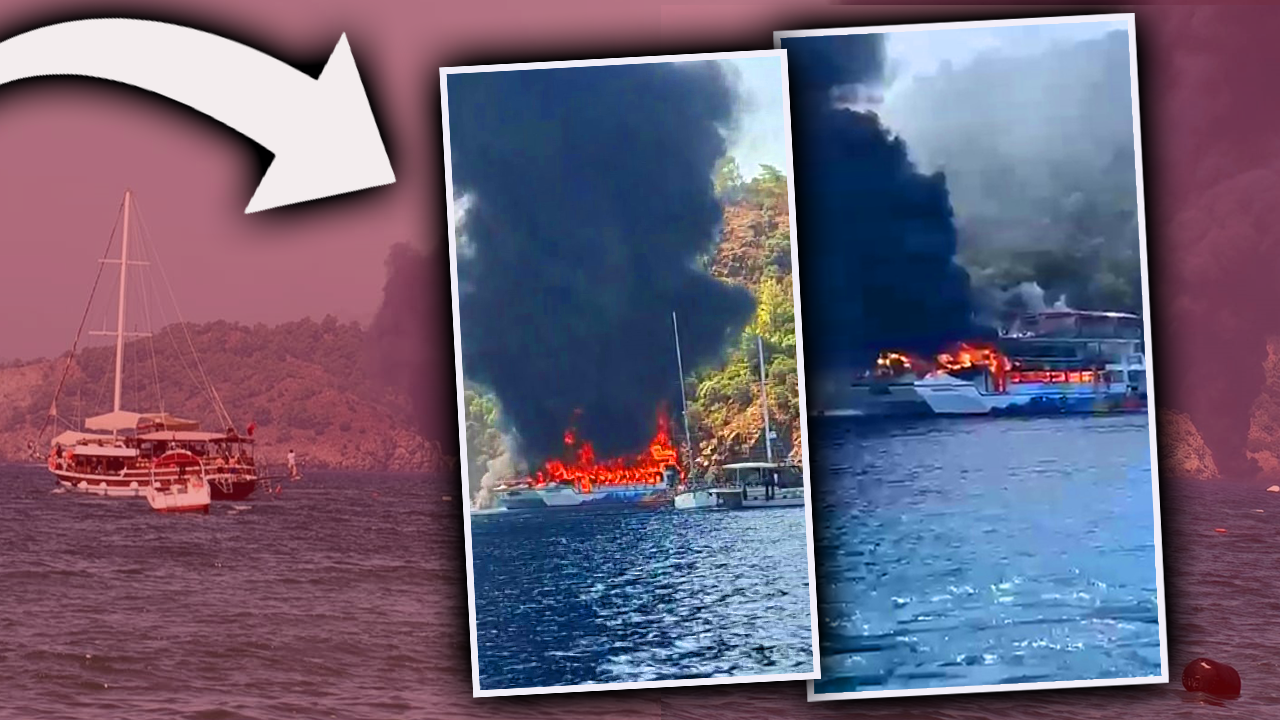 Fethiye’de tur teknesinde korku dolu anlar! Yangın çıktı, 115 kişi kaçacak yer aradı
