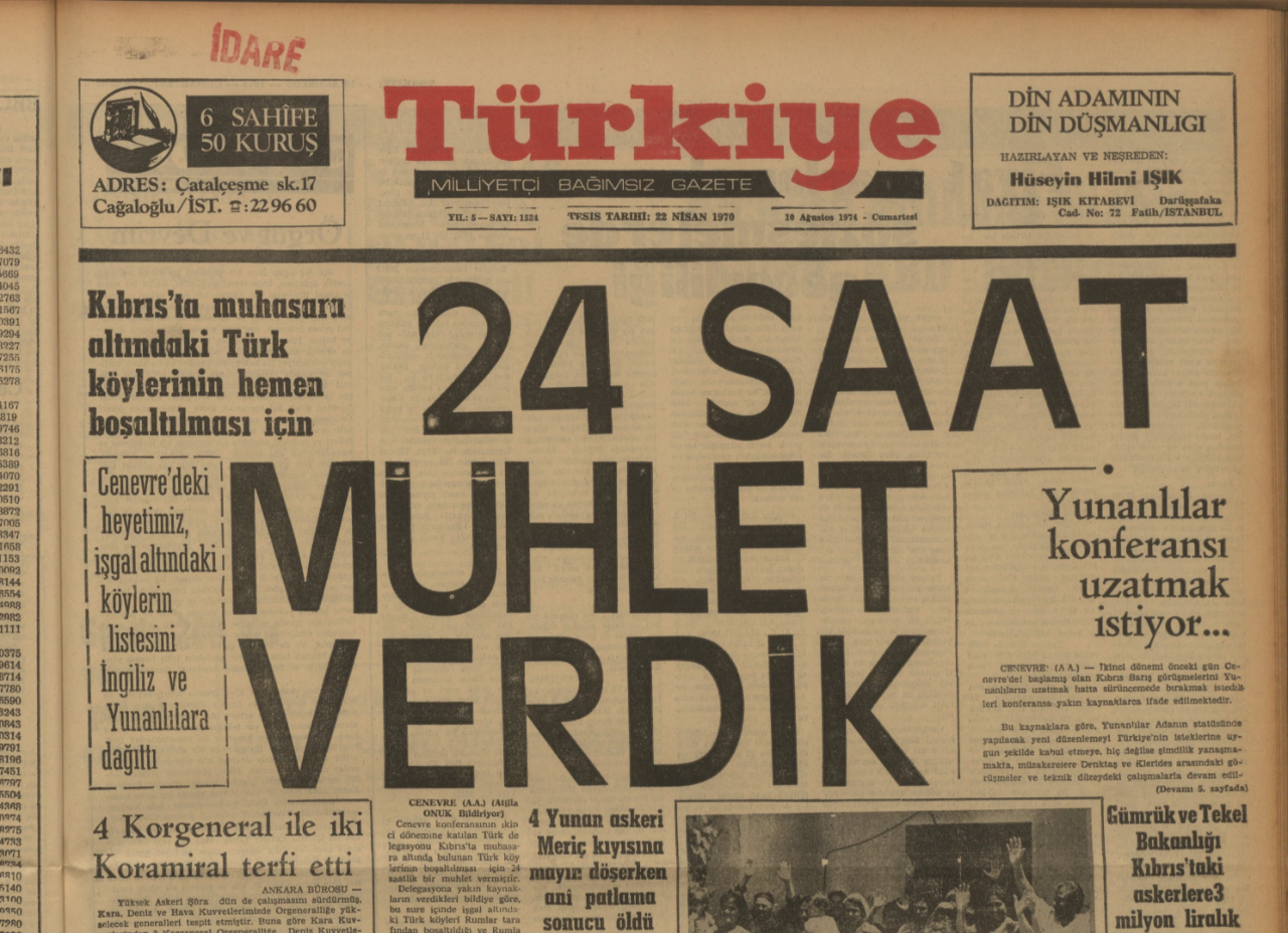 Kıbrıs Türklerinin en zor ayı! Türkiye manşetleriyle harekatın tarihi