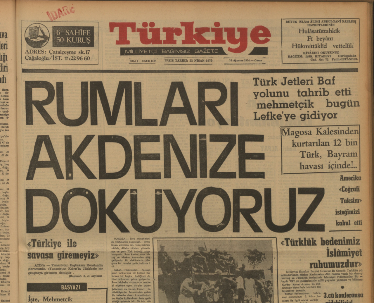 Kıbrıs Türklerinin en zor ayı! Türkiye manşetleriyle harekatın tarihi