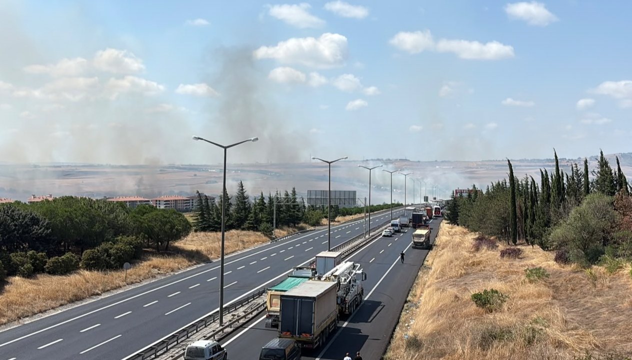 Silivri'de yangın! TEM otoyolu trafiğe kapatıldı