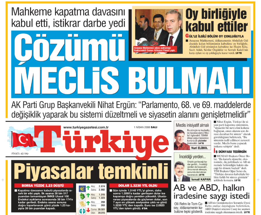1 Nisan 2008 - Türkiye Gazetesi