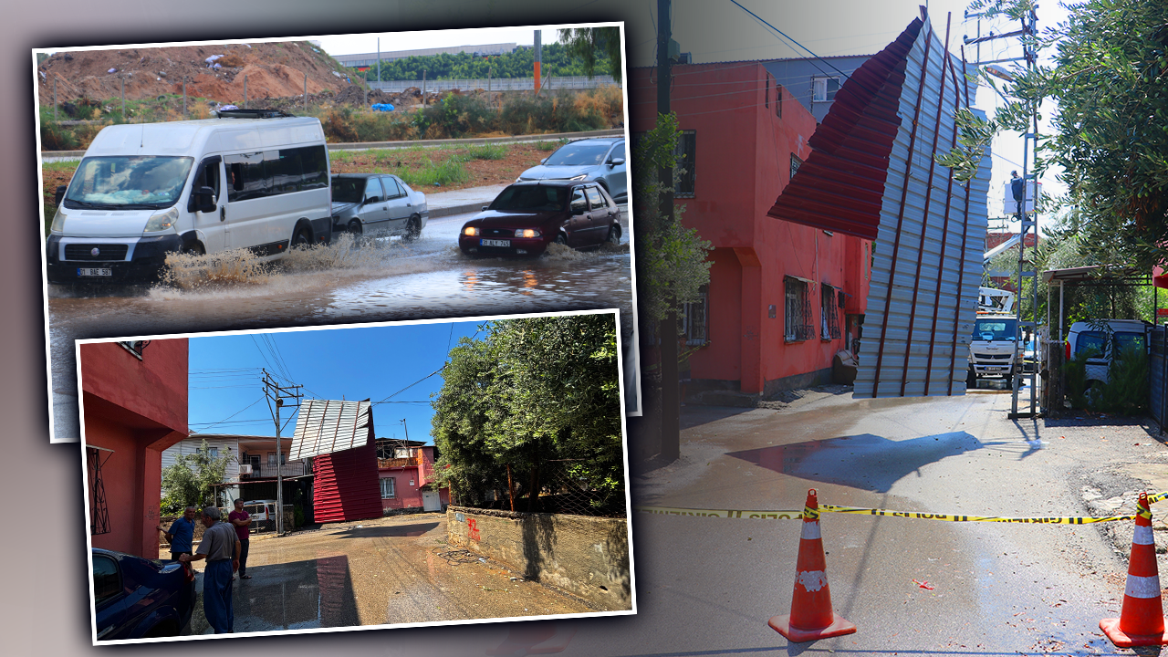 Hem sel hem fırtına vurdu! Türkiye’nin en sıcak kentinde çifte alarm: Çatılar uçtu, elektrik telleri koptu 