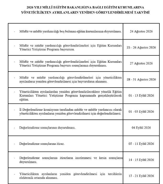 MEB yeniden görevlendirme başvuruları ne zaman başlayacak? Yönetici görevlendirme başvuru takvimi