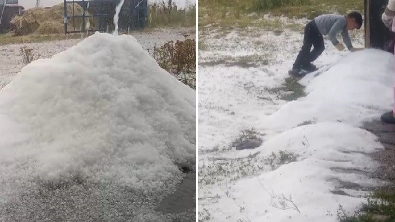 Sağanak durdu, o başladı! Köy kısa sürede beyaza büründü