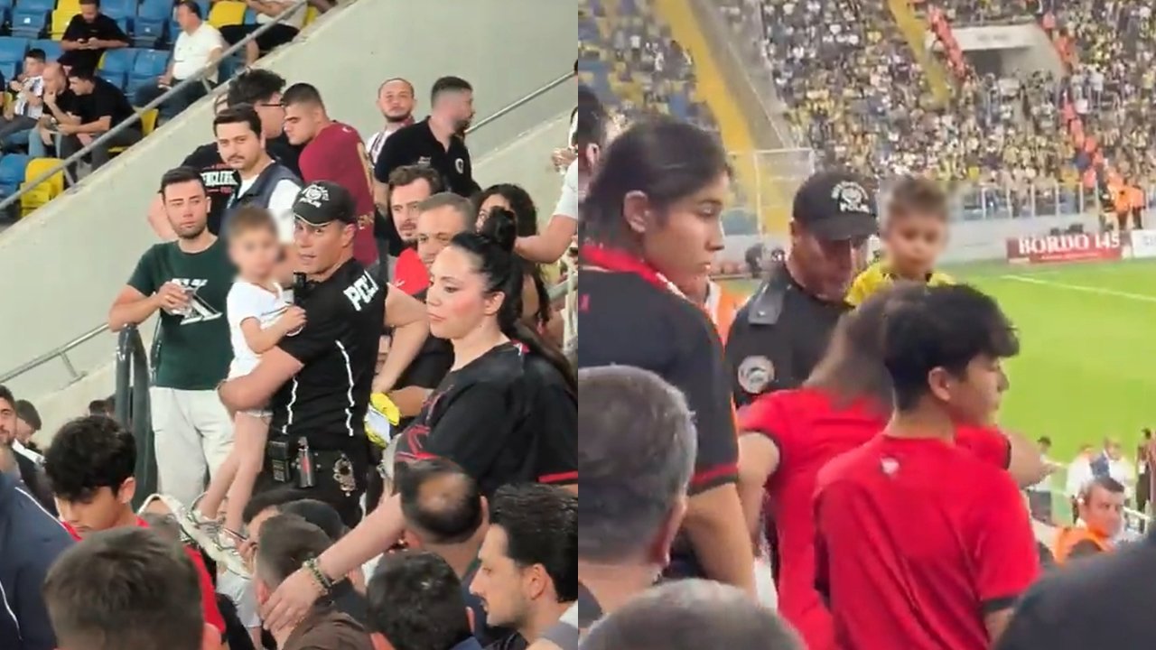 Tribünde tepki gören çocuğu çıkaran polis konuştu: 'Abiler kızacak mı?' dedi