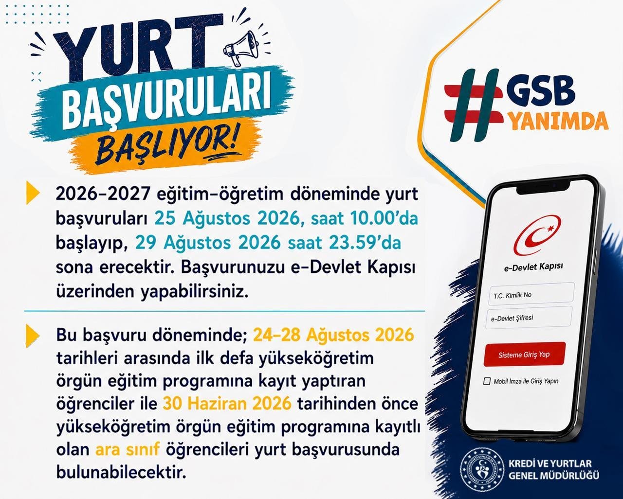 KYK yurt başvuru tarihleri belli oldu! Başvurular e-Devlet üzerinden yapılacak
