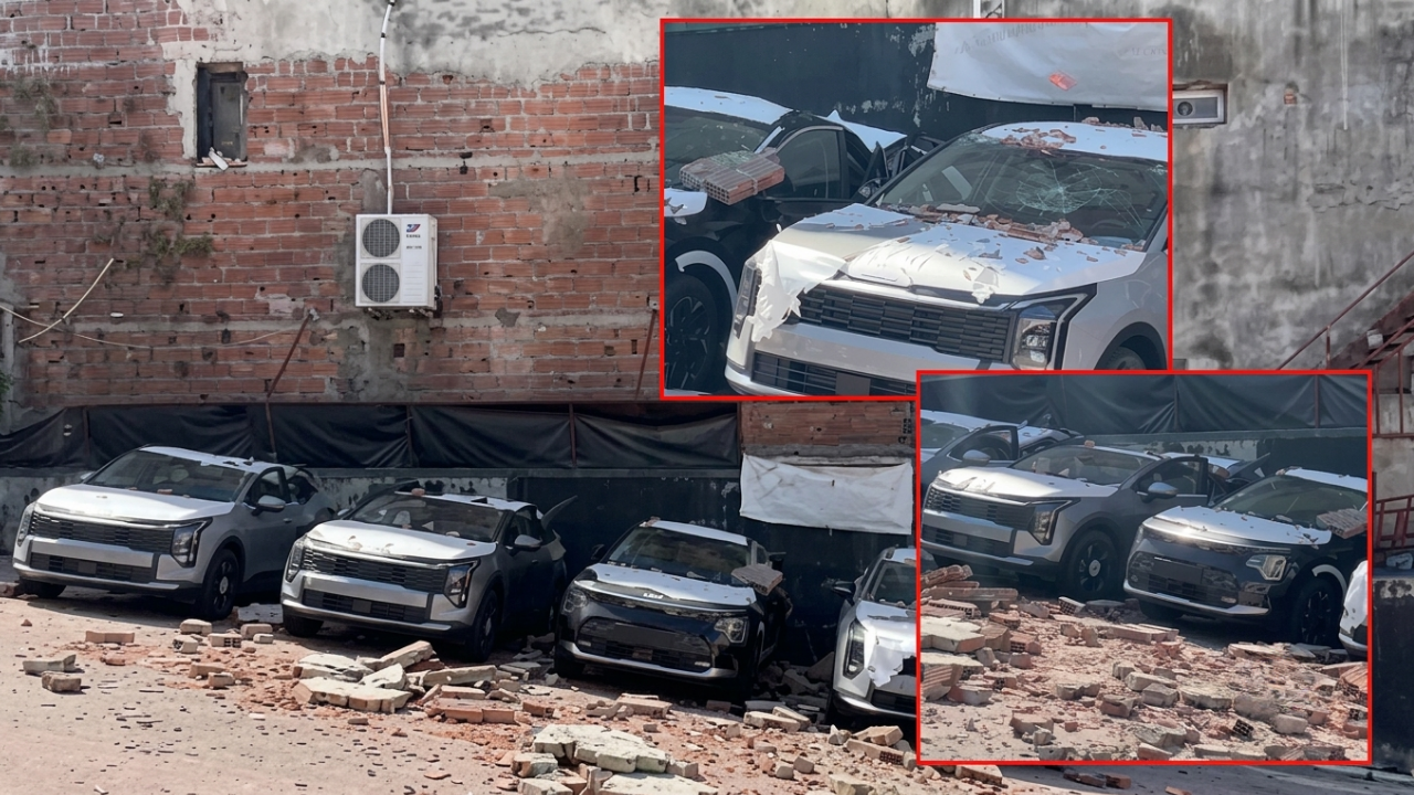 Kağıthane'de duvar otoparka çöktü: 12 sıfır kilometre araçta milyonluk zarar