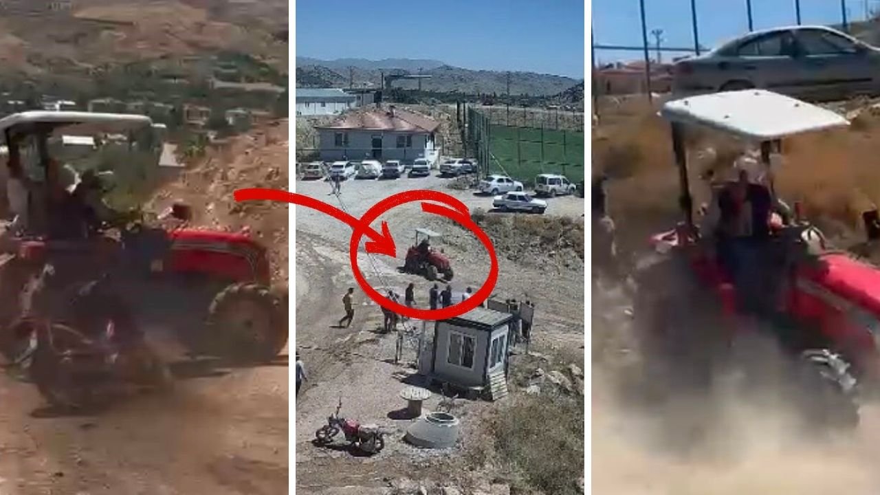 Malatya'da taşlı ve traktörlü kavga kamerada! Traktörü grubun üzerine sürdü