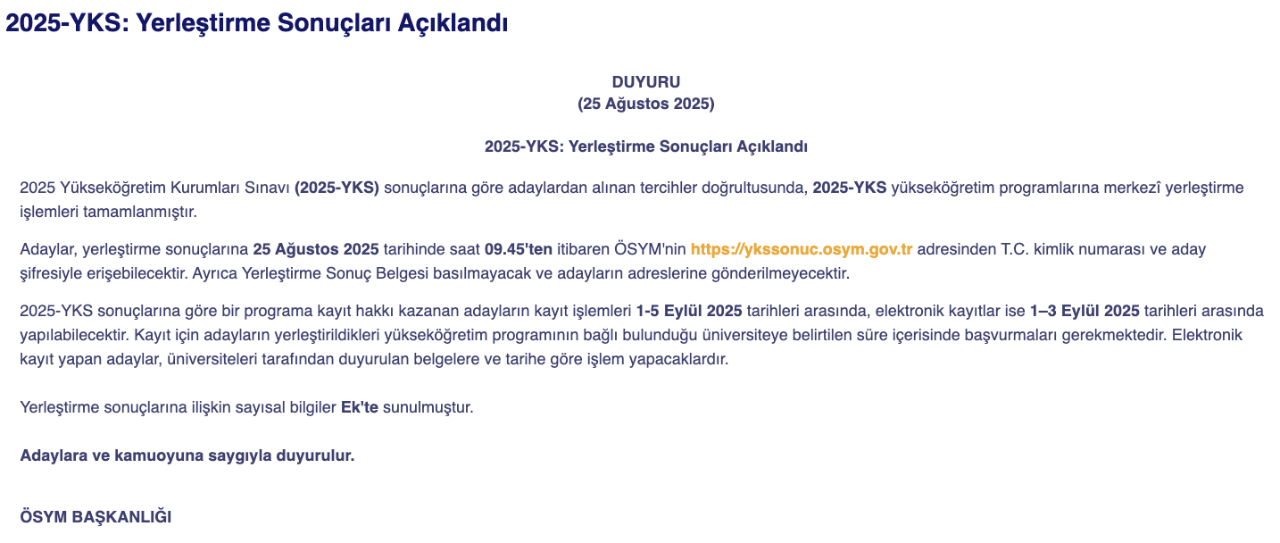 YKS tercih dönemi ne zaman bitiyor, yerleştirme sonuçları ne zaman açıklanır?