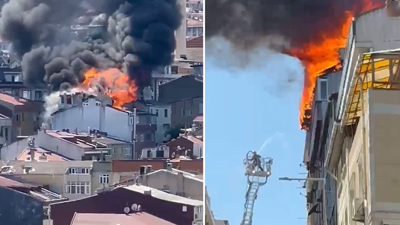 İstanbul Gaziosmanpaşa'da korkutan yangın! Çatı katı alev aldı