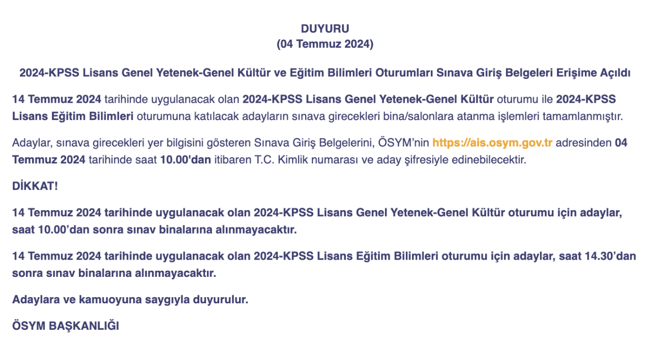 KPSS sınav yerleri ne zaman belli olacak? 2026 KPSS giriş belgesi için gözler ÖSYMde!