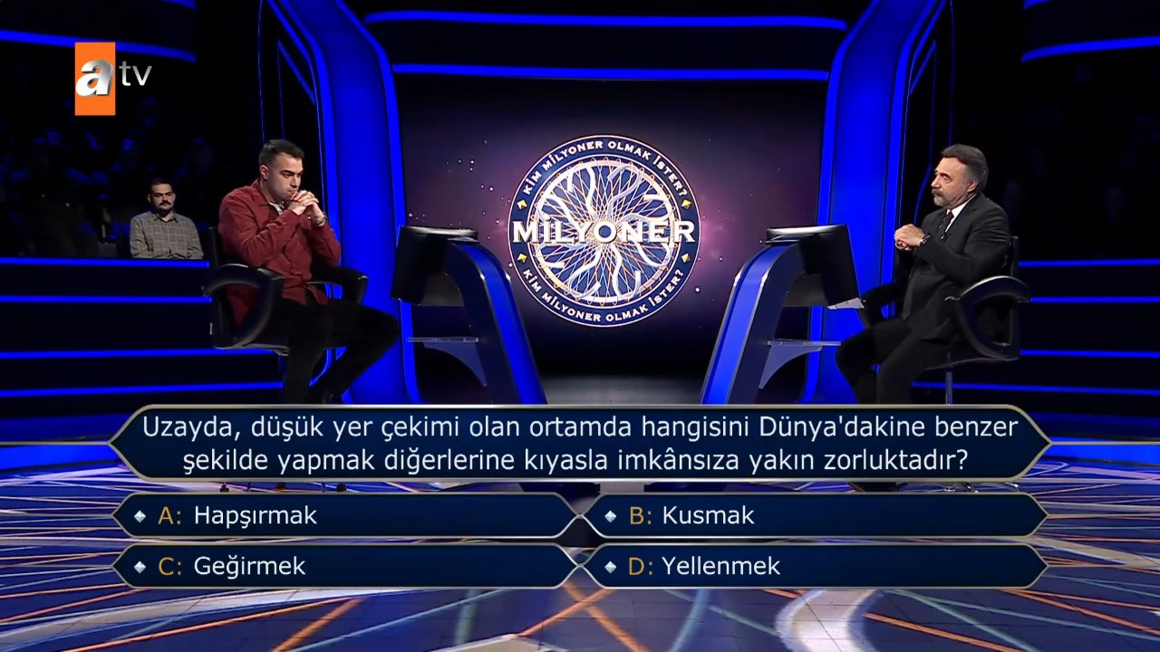 Kim Milyoner Olmak İster’de geceye damga vuran soru: "Uzayda hangisini yapmak zordur?" Cevabı şaşırttı