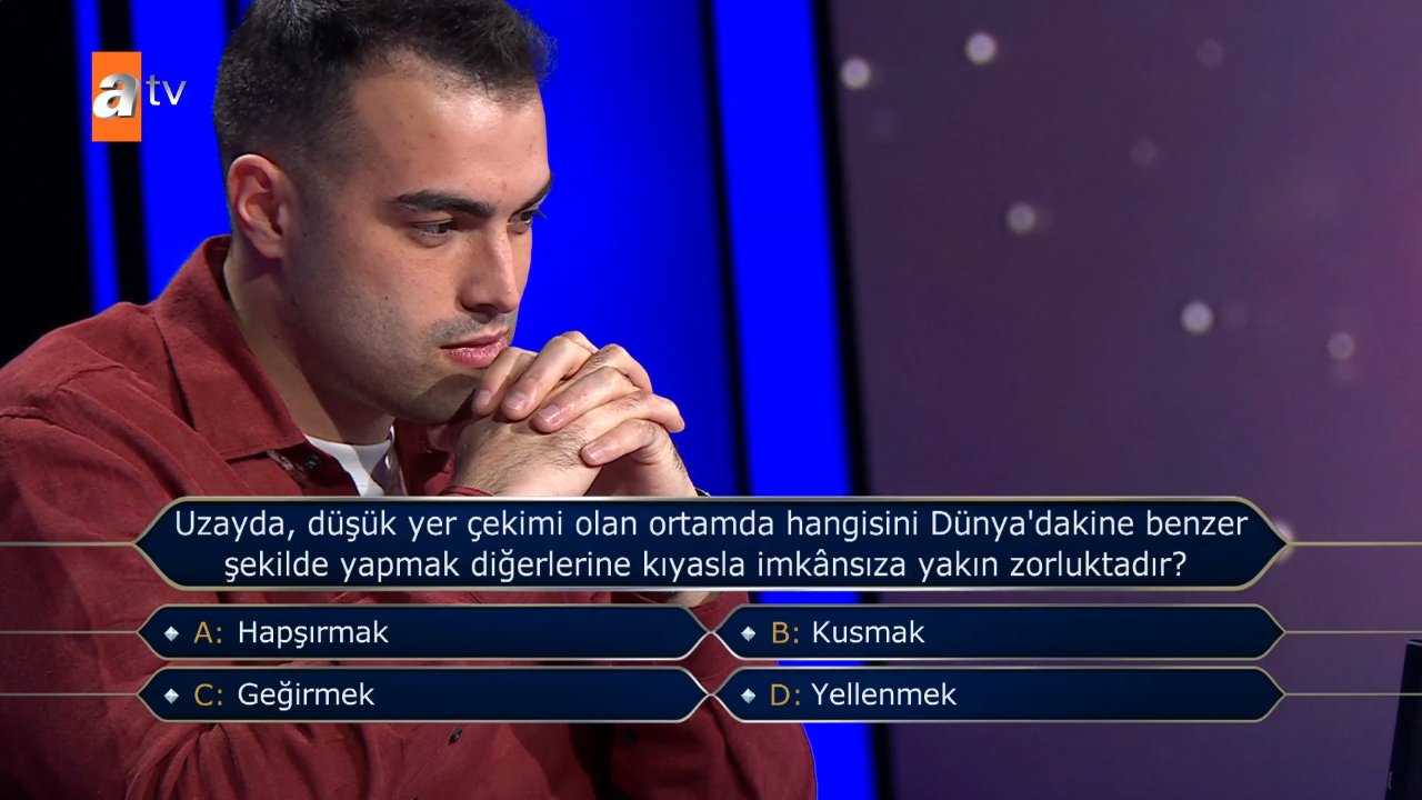 Kim Milyoner Olmak İster’de geceye damga vuran soru: "Uzayda hangisini yapmak zordur?" Cevabı şaşırttı