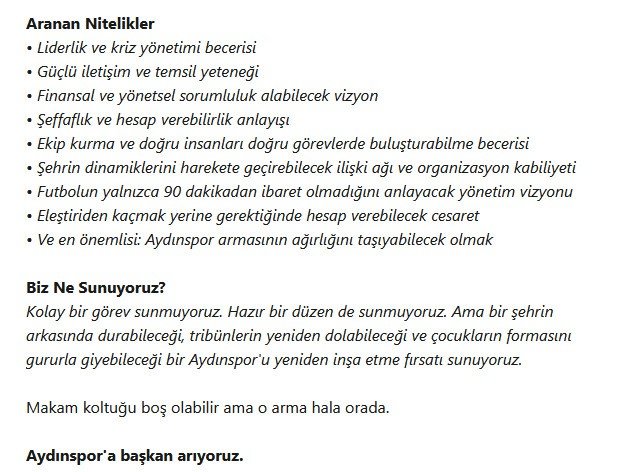 İş ilanında "aranan nitelikler" başlığı altındaki maddeler dikkat çekti