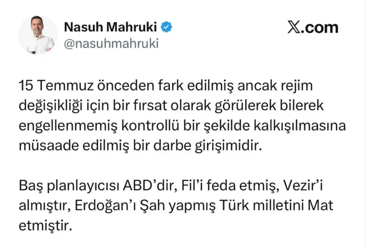 15 Temmuz paylaşımının ardından tutuklanmıştı! Nasuh Mahruki için istenen ceza belli oldu