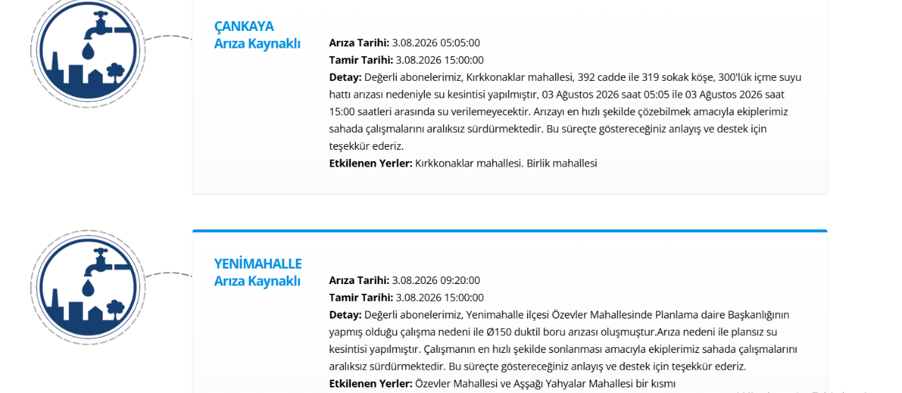 ASKİ Ankara su kesintisi! 3 Ağustos Ankara su kesintisi ne zaman bitecek?