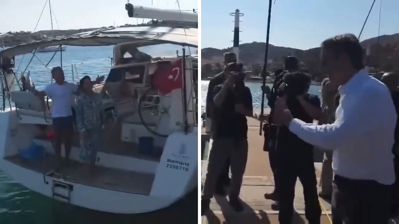 Miçotakis, Türk denizcileri görünce rotasını değiştirdi! Tekneye yöneldi, sohbet etti 