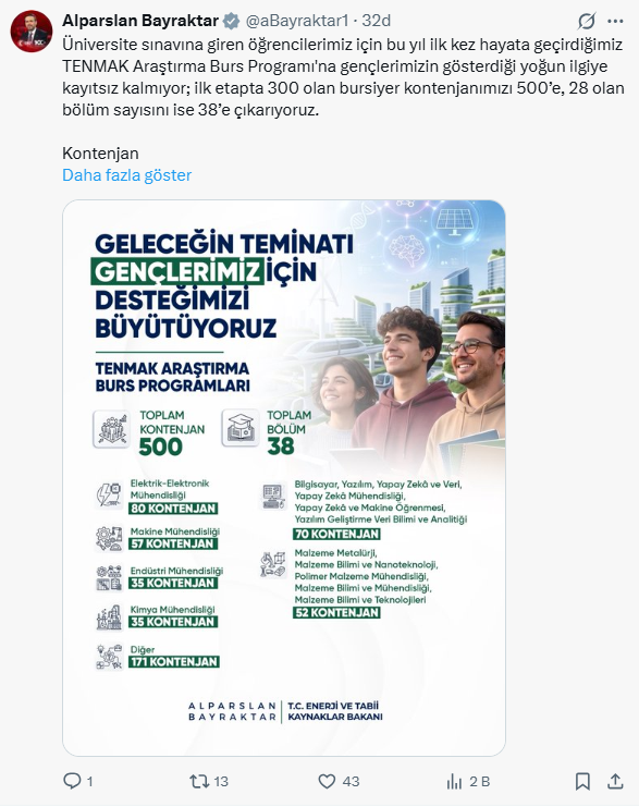TENMAK Araştırma Bursu kontenjanı 500'e çıkarıldı! Başvurular ne zaman başlayacak?