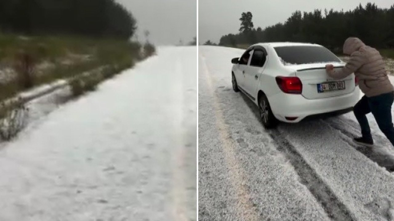 Ağustos'ta her yer beyaza büründü, araçlar yollarda mahsur kaldı!