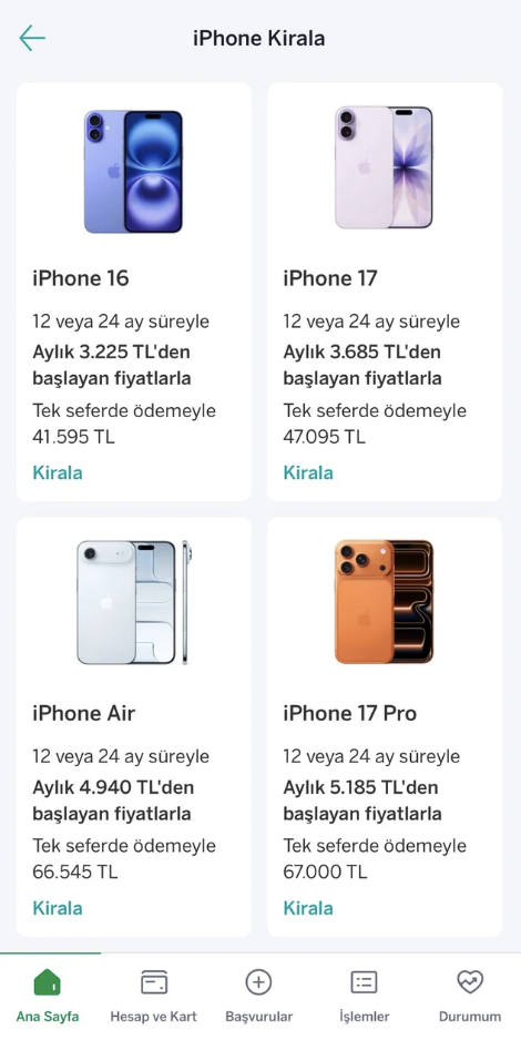 Garanti BBVA iPhone kiralama şartları neler, nasıl kiralanır, kaç taksit imkanı var? 12-24 ay kiralama dönemi başlıyor!